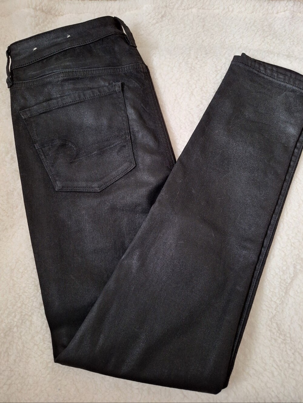 NWOT American Eagle Outfitters Black Coated Skinny High Rise Jegging Jeans 10